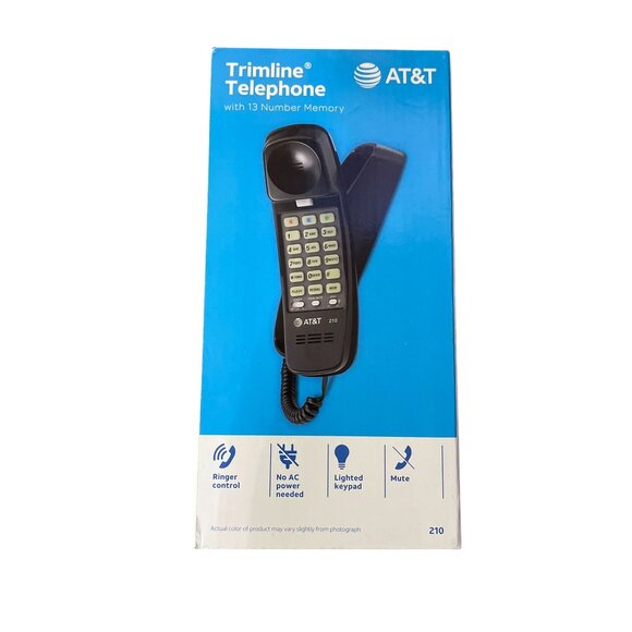 AT&T Trimline Corded Basic Phone NEW 210 Black No AC Power Needed - Picture 2 of 11